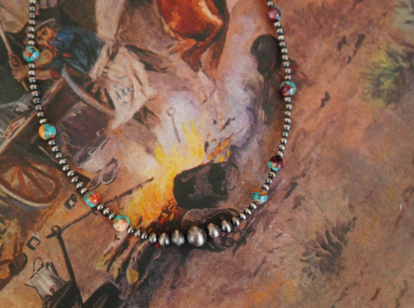 Graduated Sterling Silver Pearls w/ Dahlia Beads Necklace - 16”