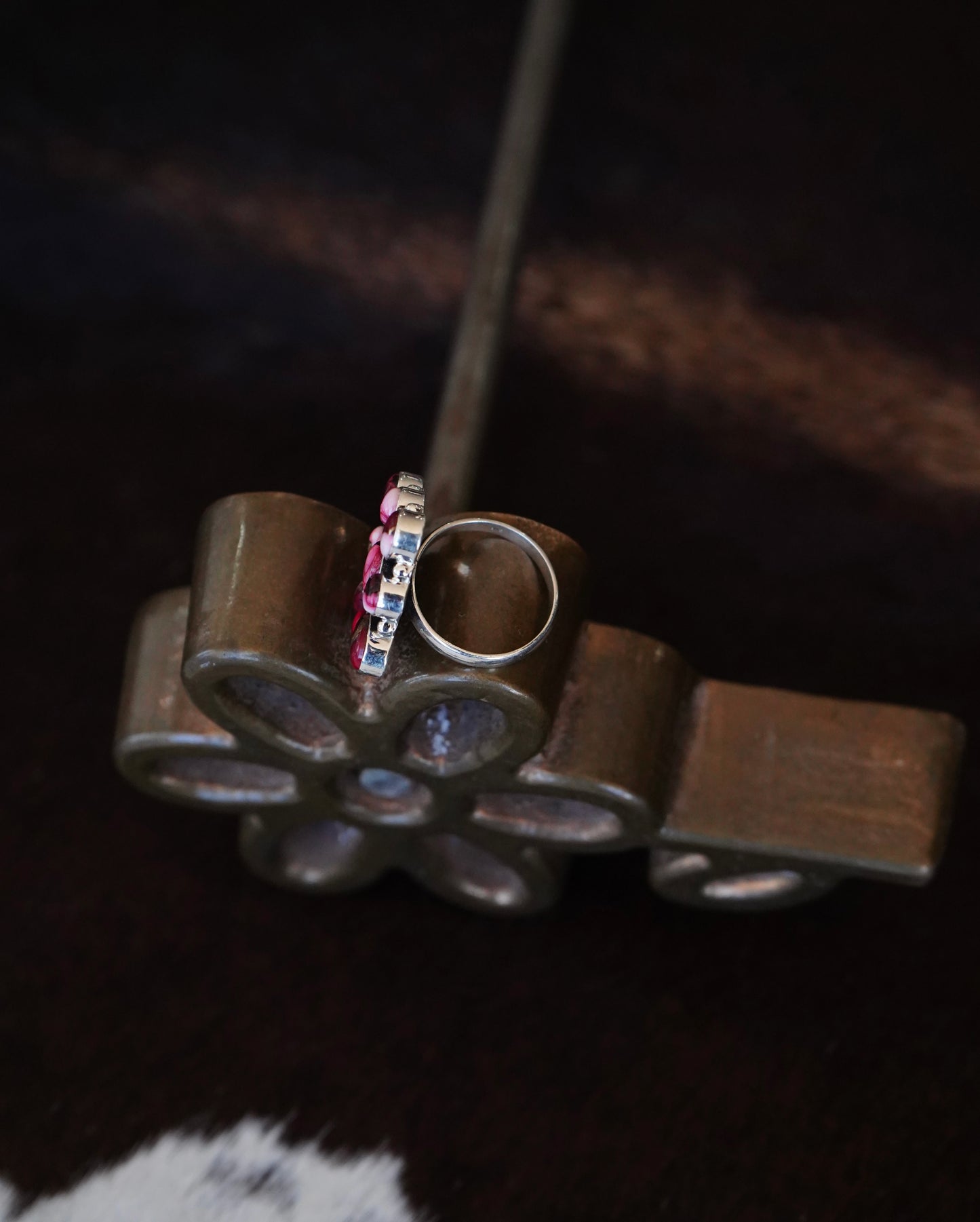 Rose Dahlia Cluster Ring - Sz 9