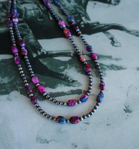 Sterling Silver Pearls w/ Pink Dahlia Necklace - 16â