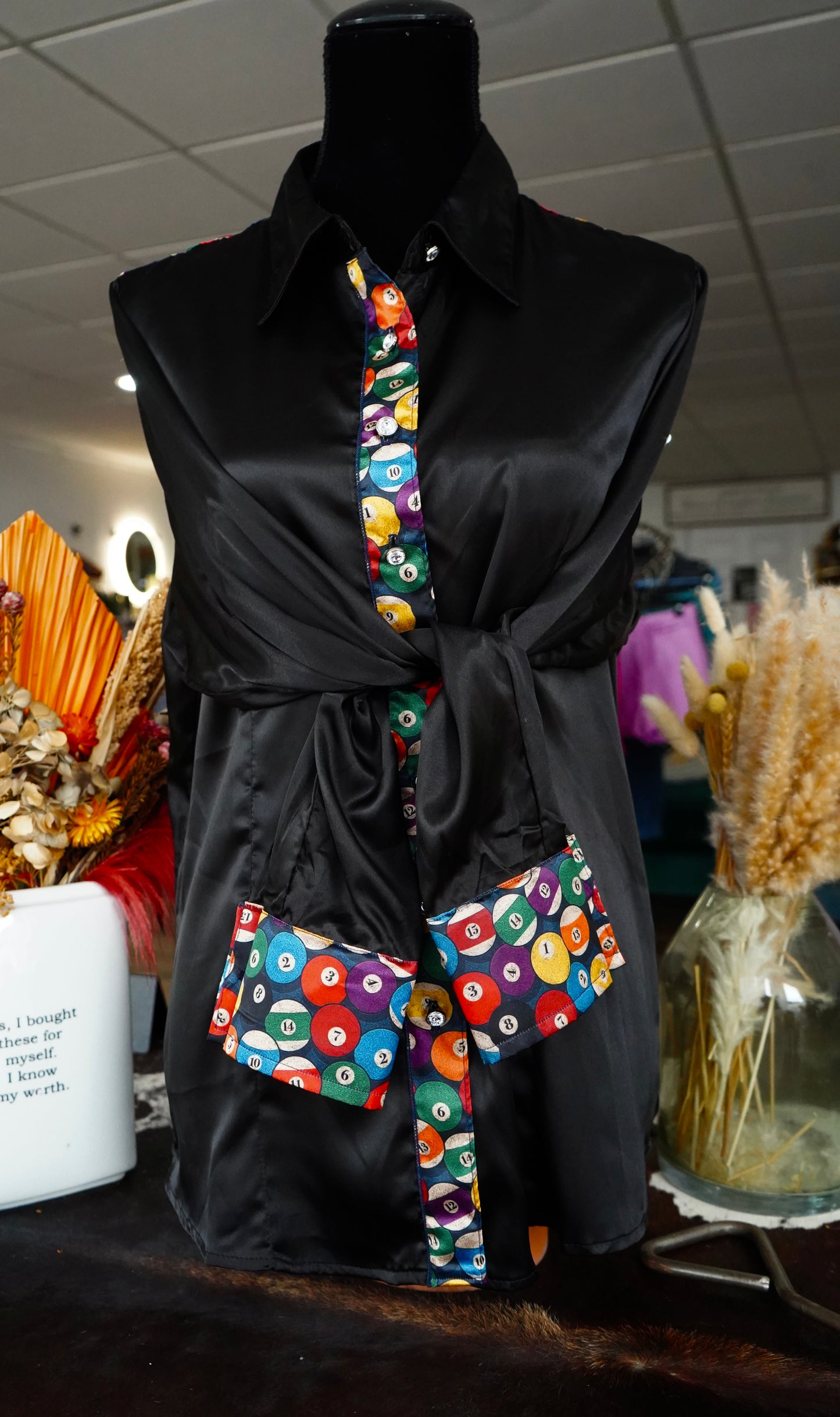 3XL - Billiard Balls on Black Button Down