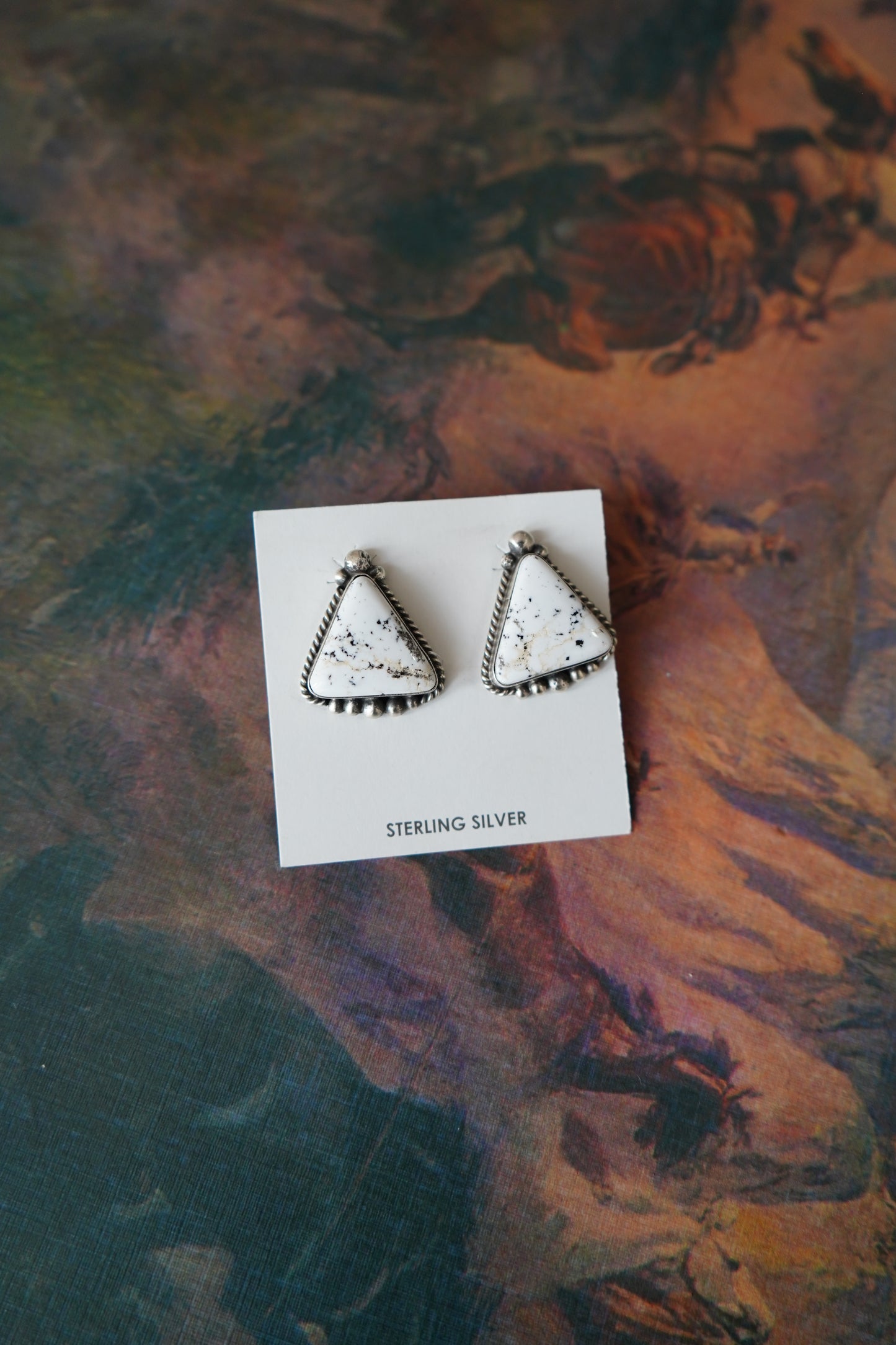 Irene Kee Triangular White Buffalo Stud Earrings