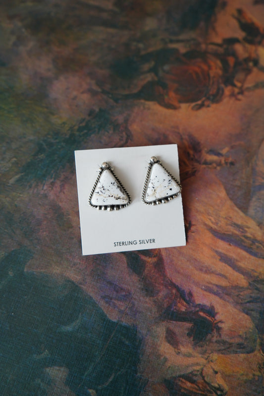 Irene Kee Triangular White Buffalo Stud Earrings