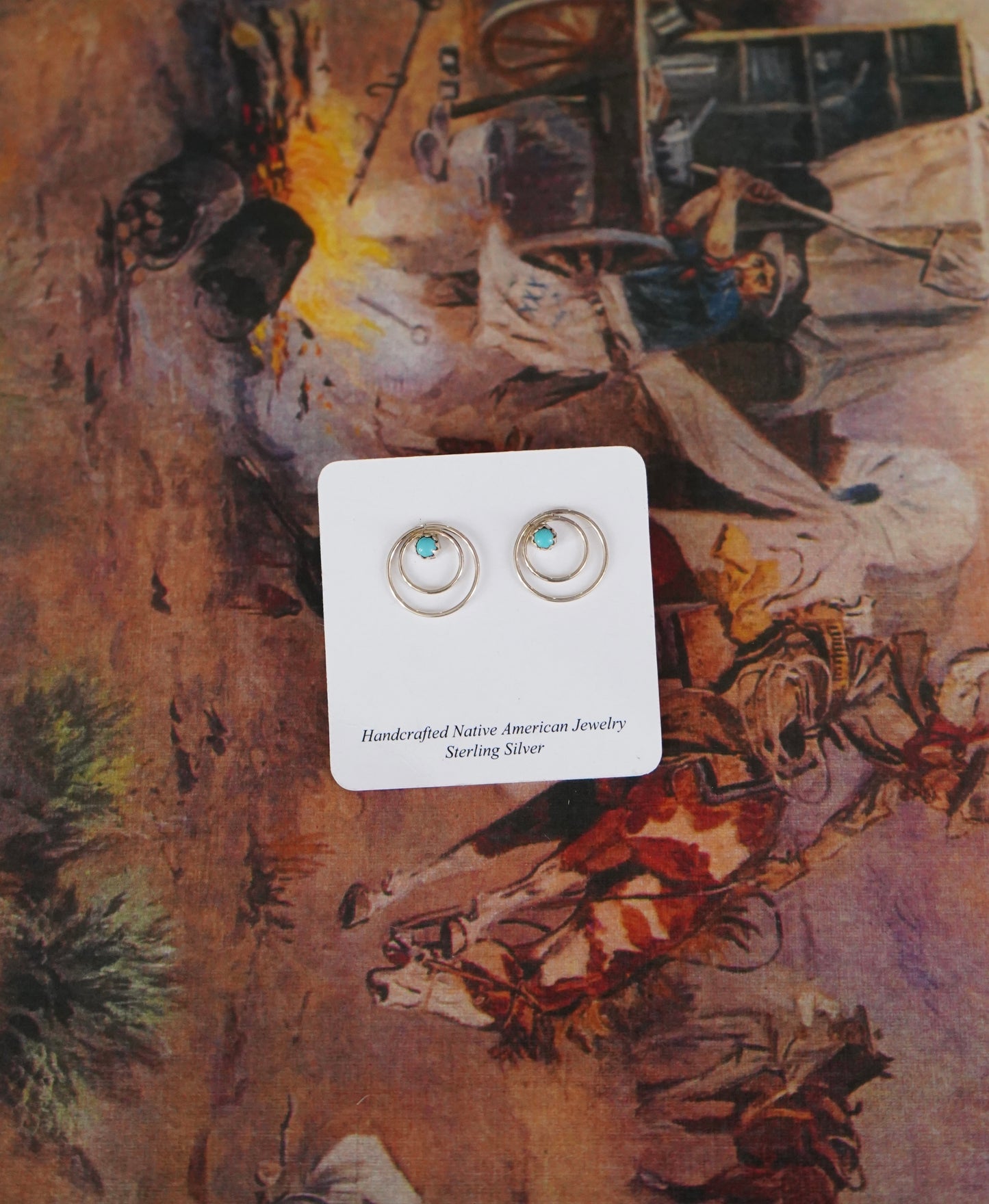 Ian Bobelu Double Hoop w/ Turquoise Stud Earrings