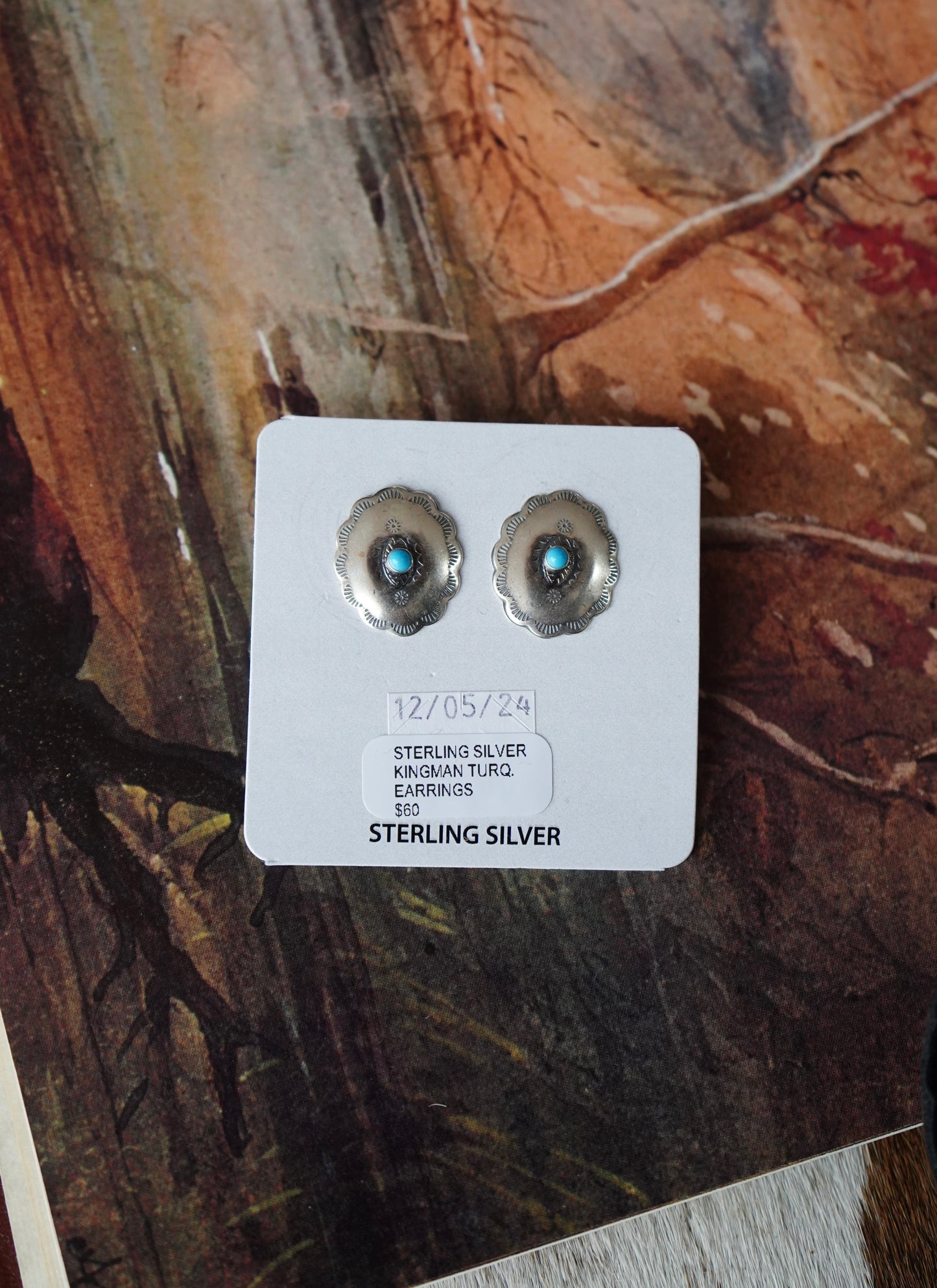Turquoise Concho Stud Earrings