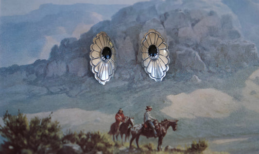 Black Onyx Oval Concho Post Studs