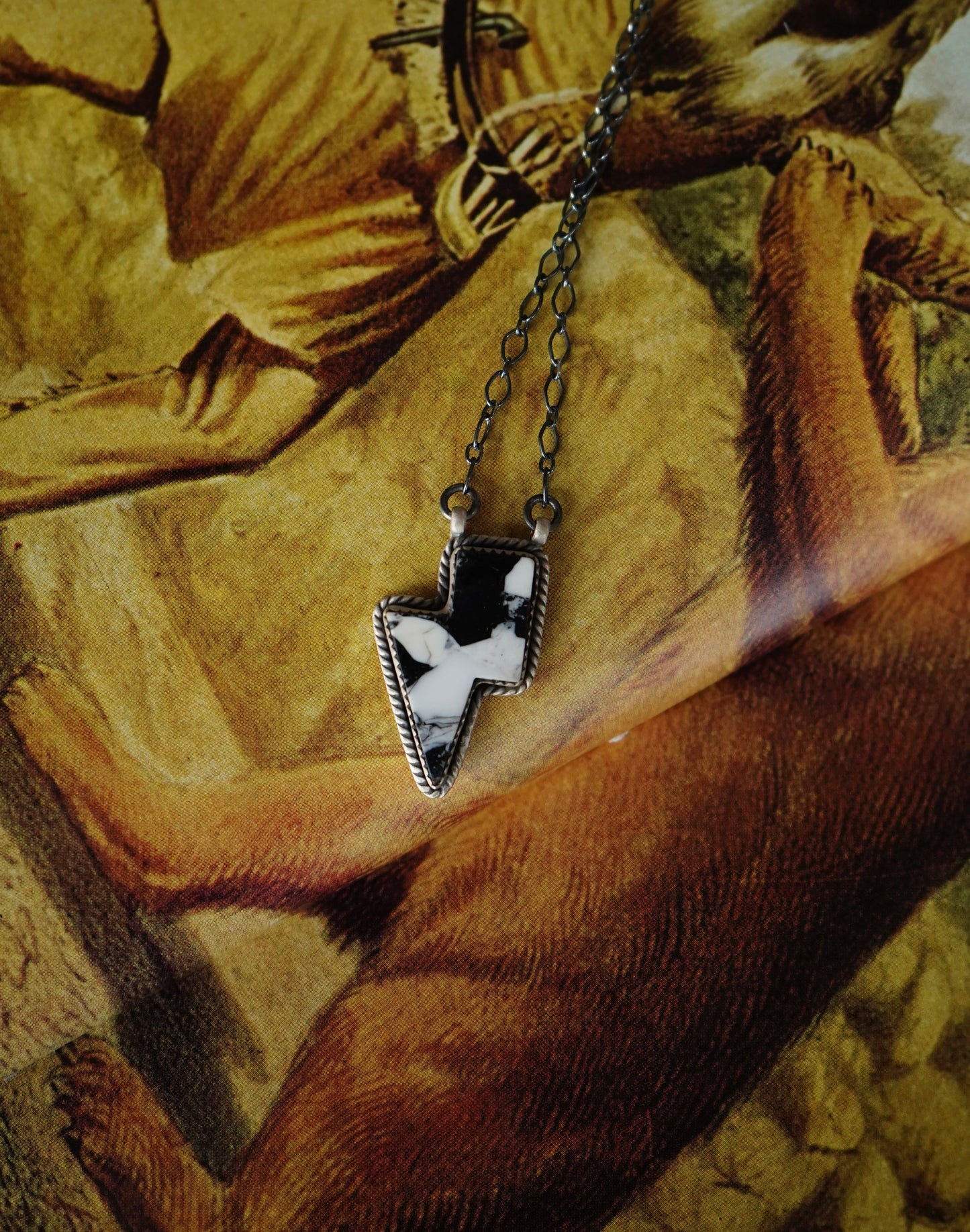 White Buffalo Lightening Bolt Necklace