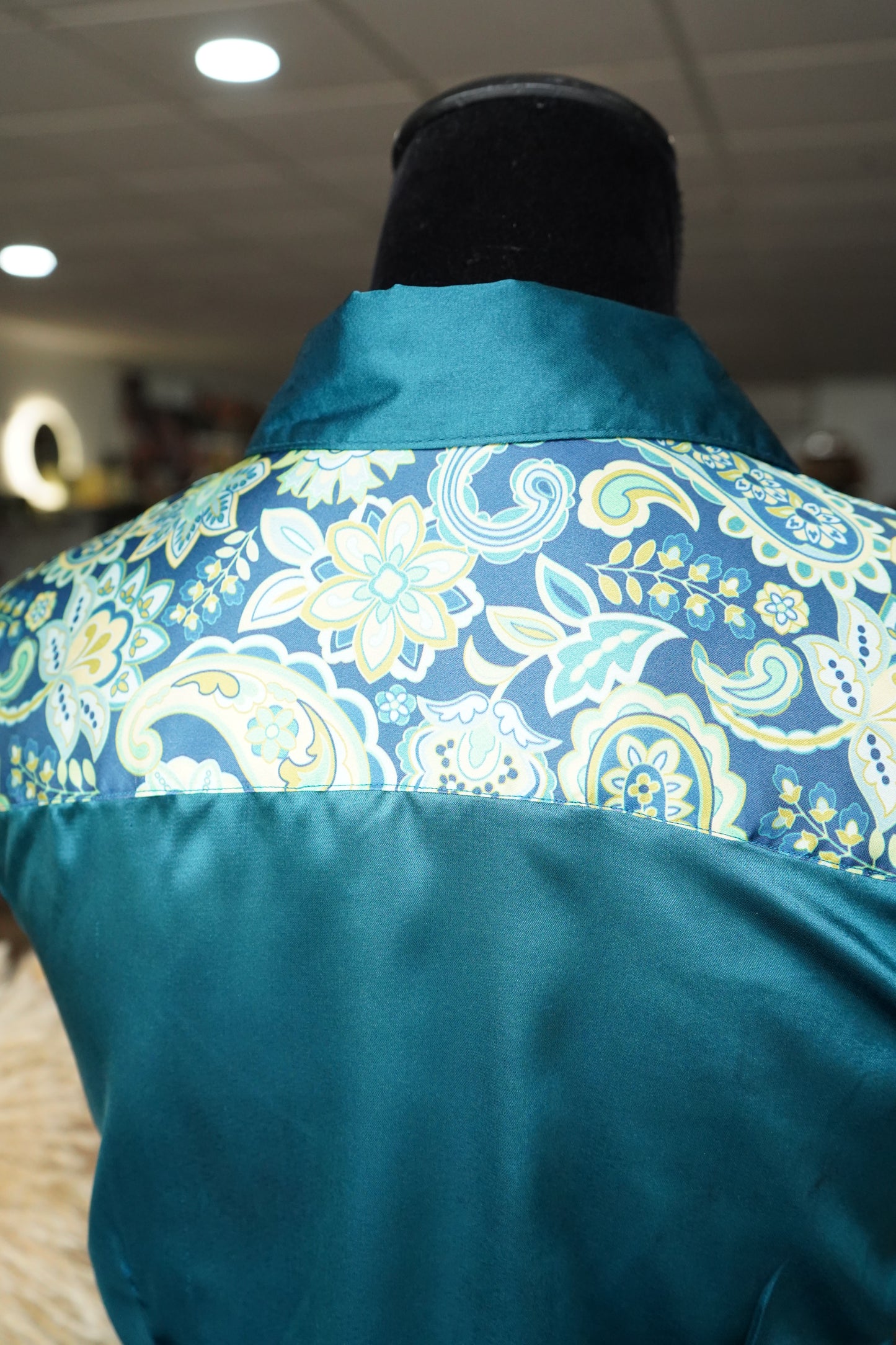 M - Teal & Green Paisley on Teal Button Down