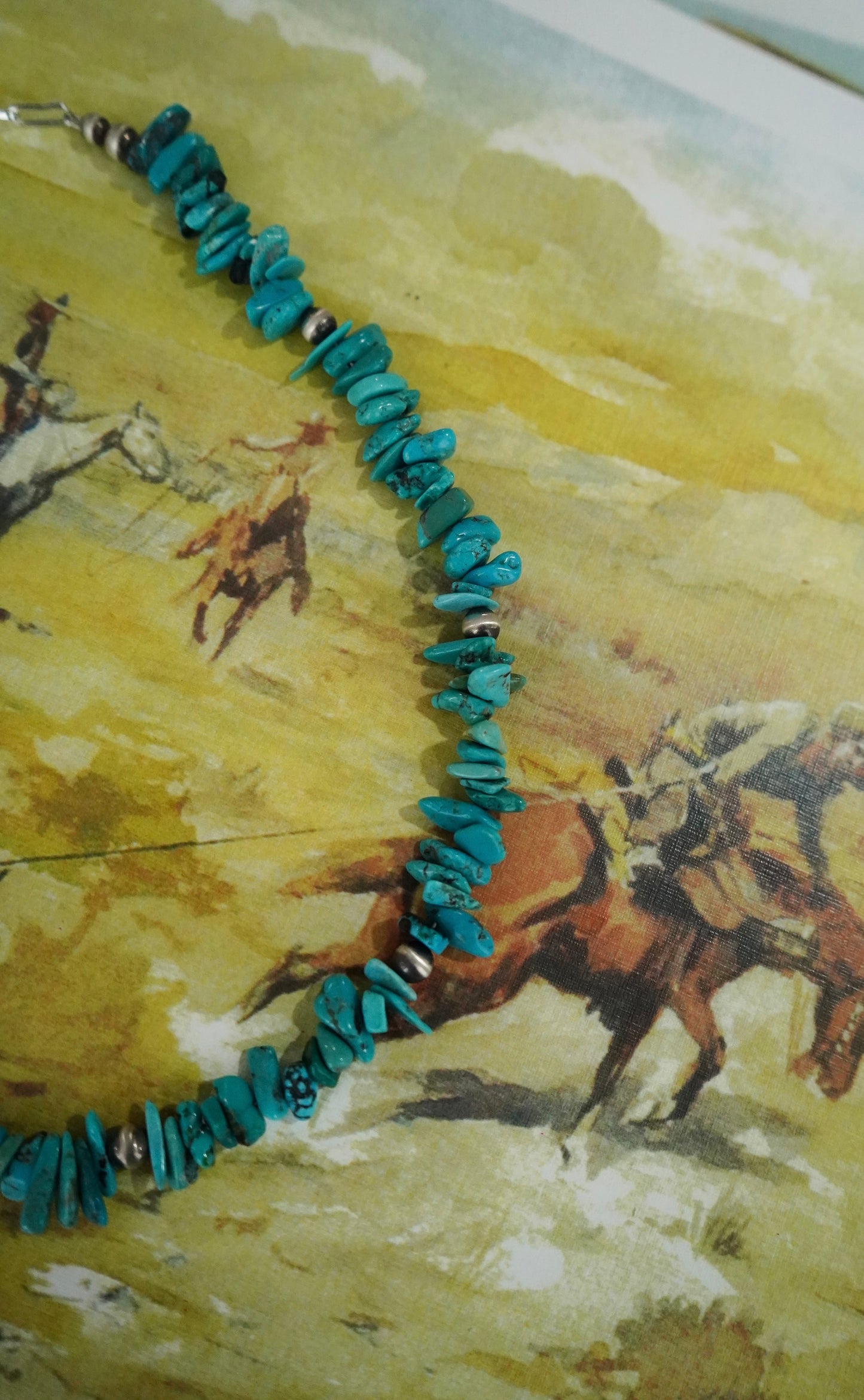 Turquoise Chip w/ Sterling Silver Pearls Necklace