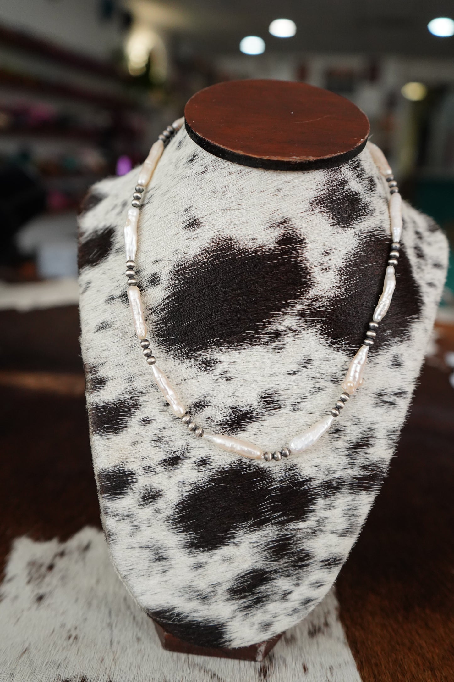 Torpedo Freshwater Pearls & Silver Pearls Necklace - 18”