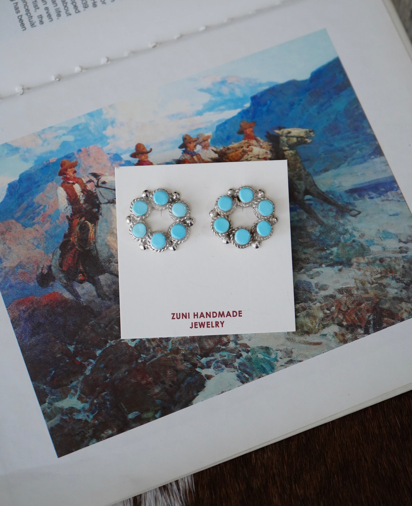 Janice Lalio Zuni Inlay Turquoise Infinity Stud Earrings