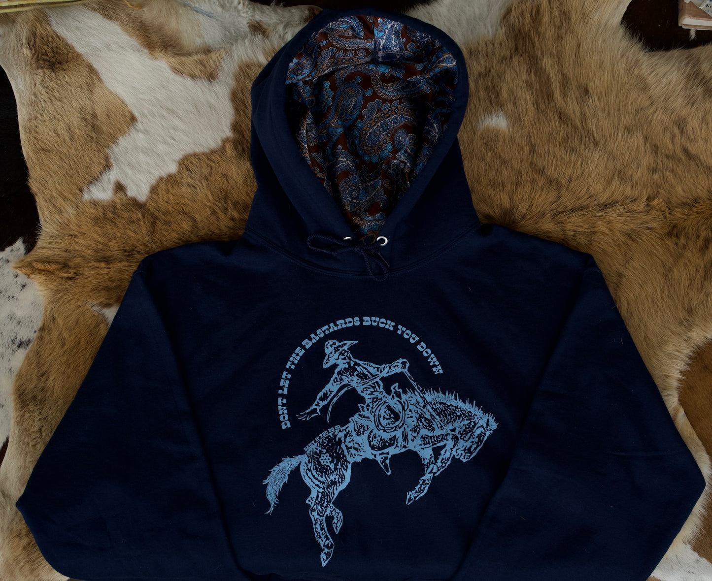 Navy Bucked Down Satin Lined Hoodies