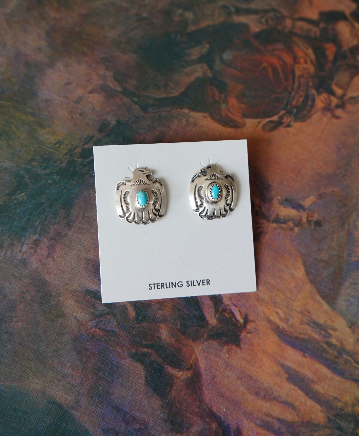 Jerold Joe Turquoise Thunderbird Stud Earrings