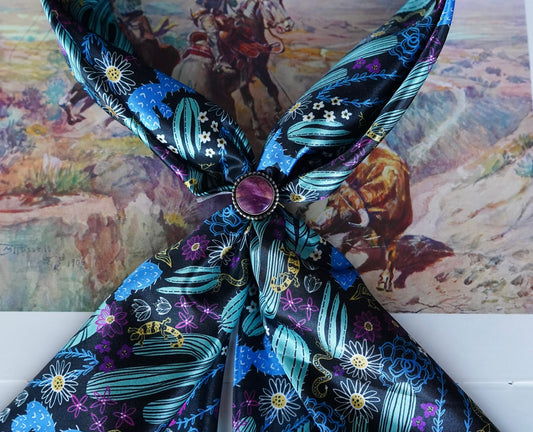 Black, Turquoise & Blue Cactus Wild Rag