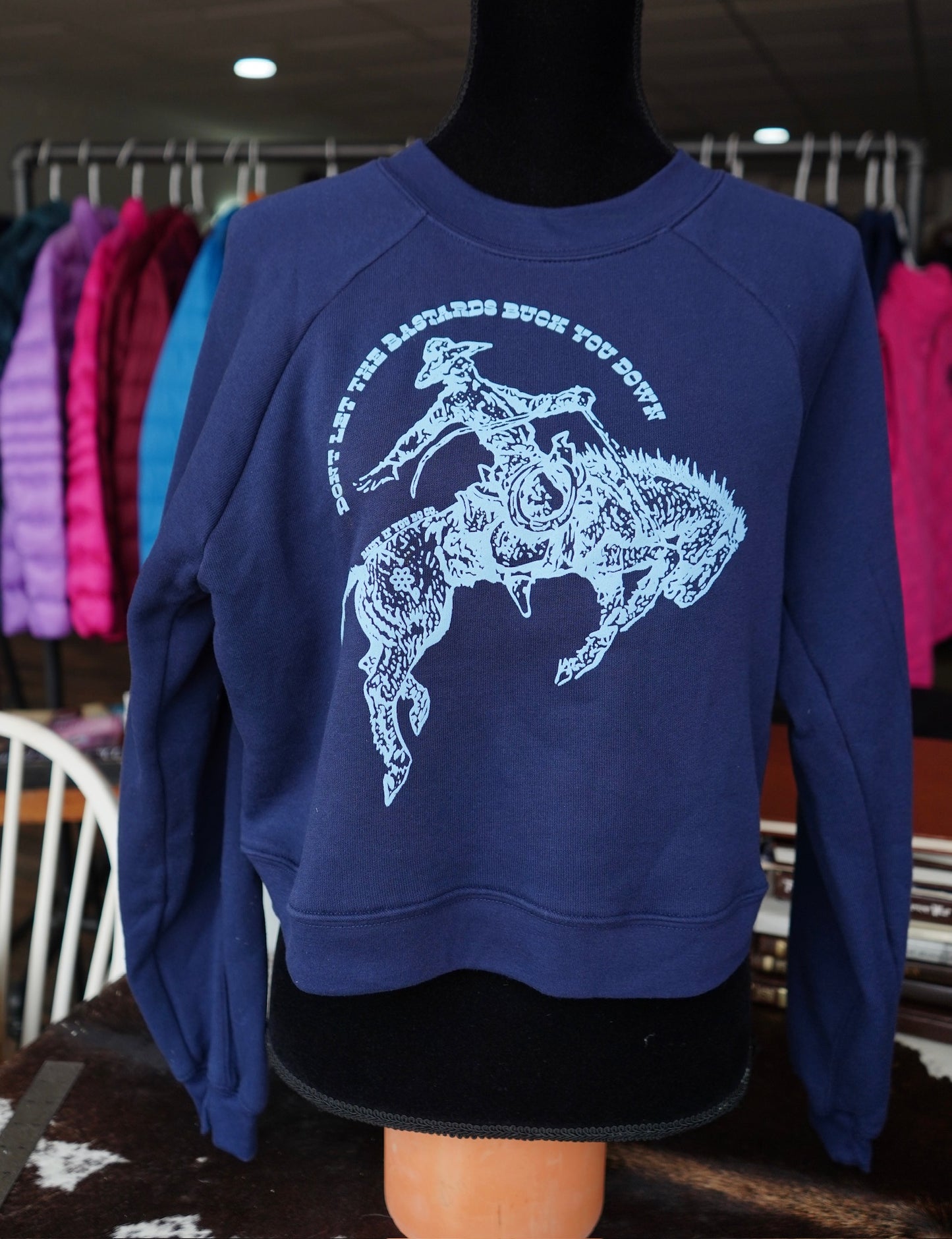 Navy Bucked Down - Bella & Canvas - Cropped Crewneck