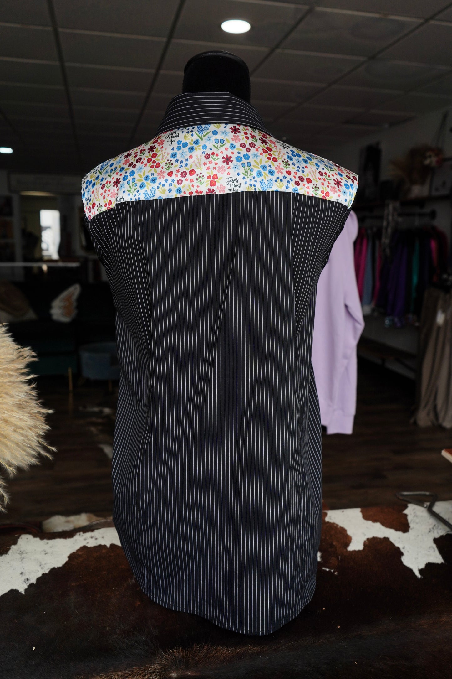 2XL - Trust In Him on B/W Stripes Button Down