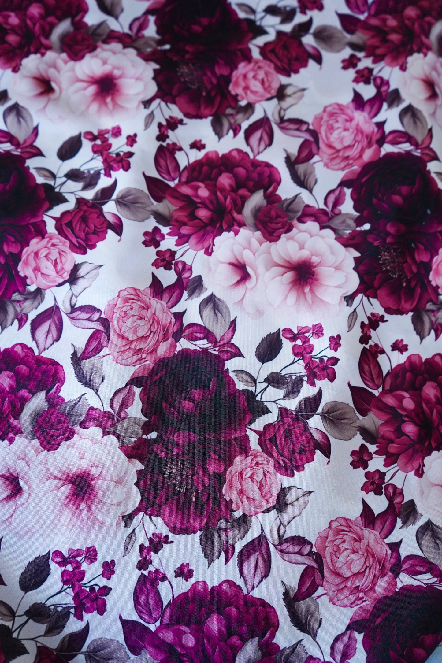 Burgundy & Blush Flowers on Cream Wild Rag