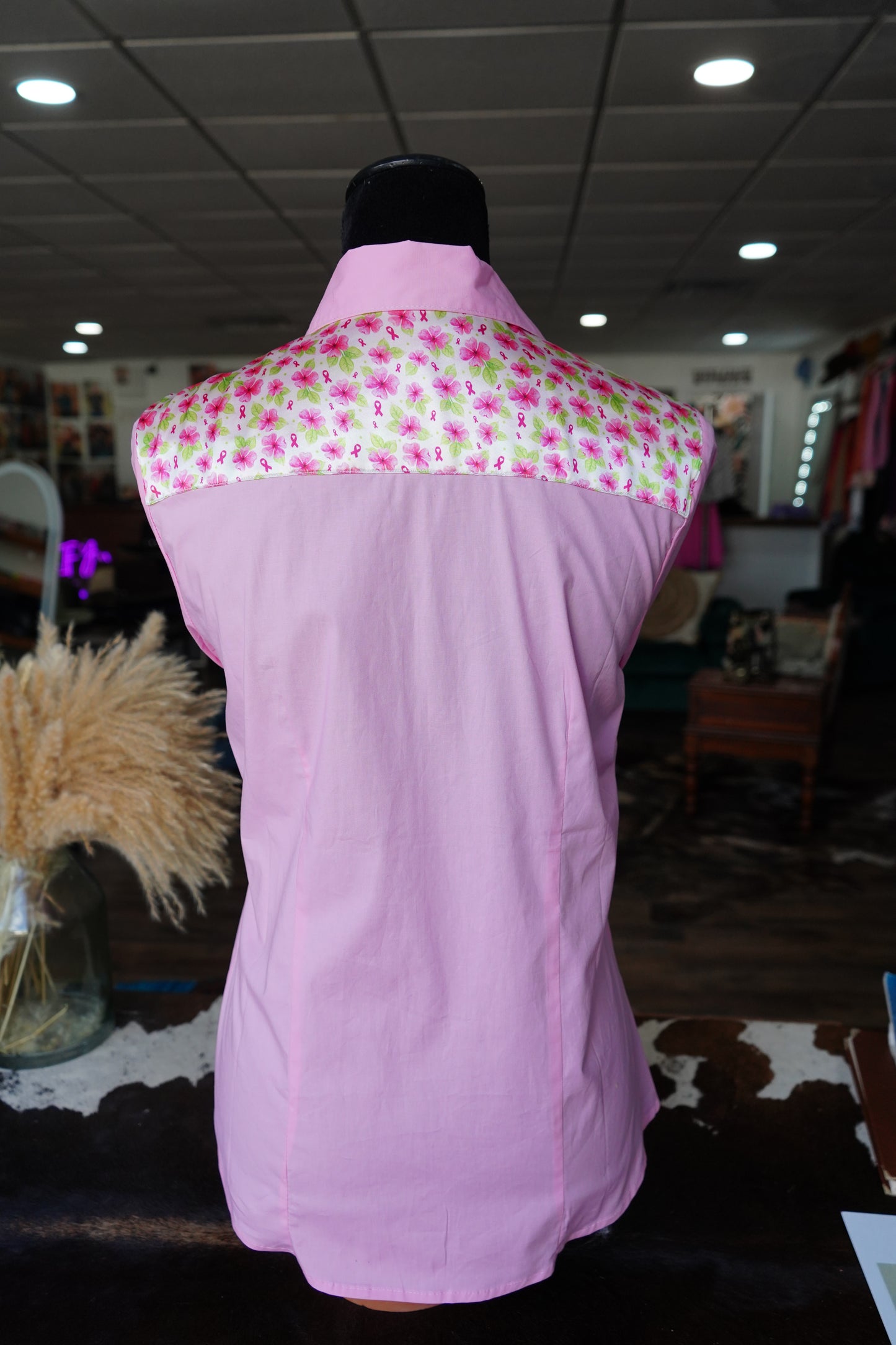 L - Dainty Tough Enough on Light Pink Cotton Button Down