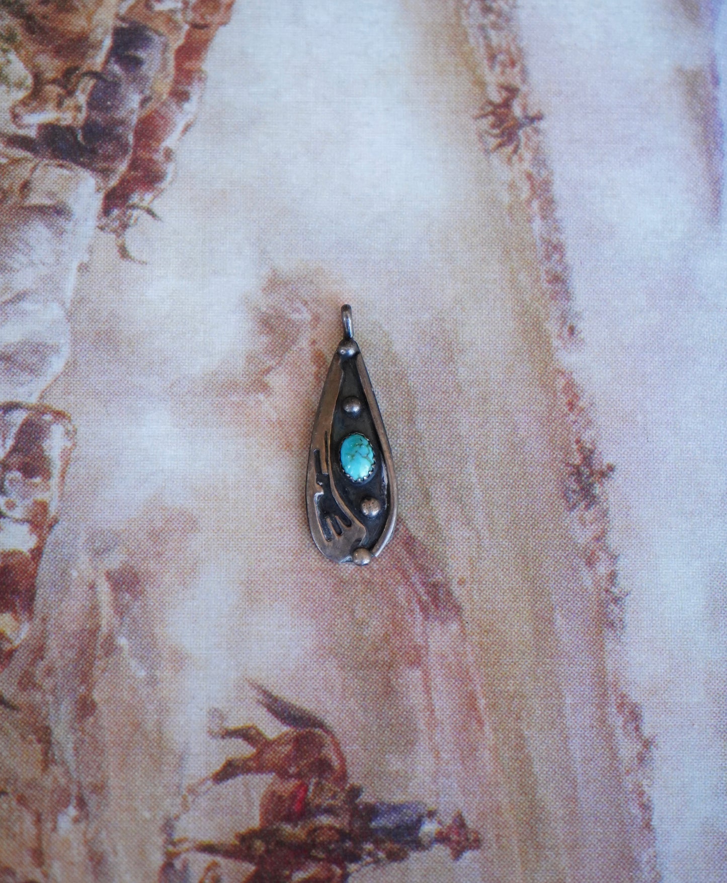 Vintage Teardrop Sterling Silver w/ Turquoise Pendant