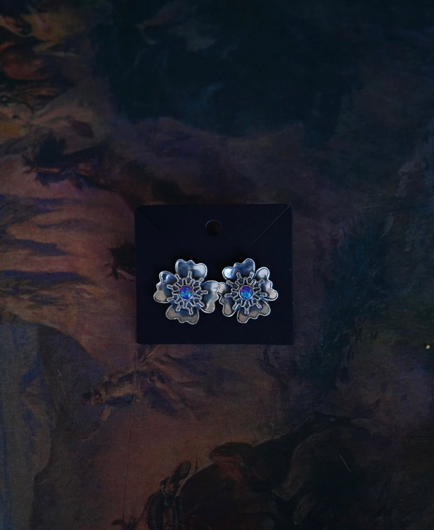 Opal Sterling Silver Flower Stud Earrings