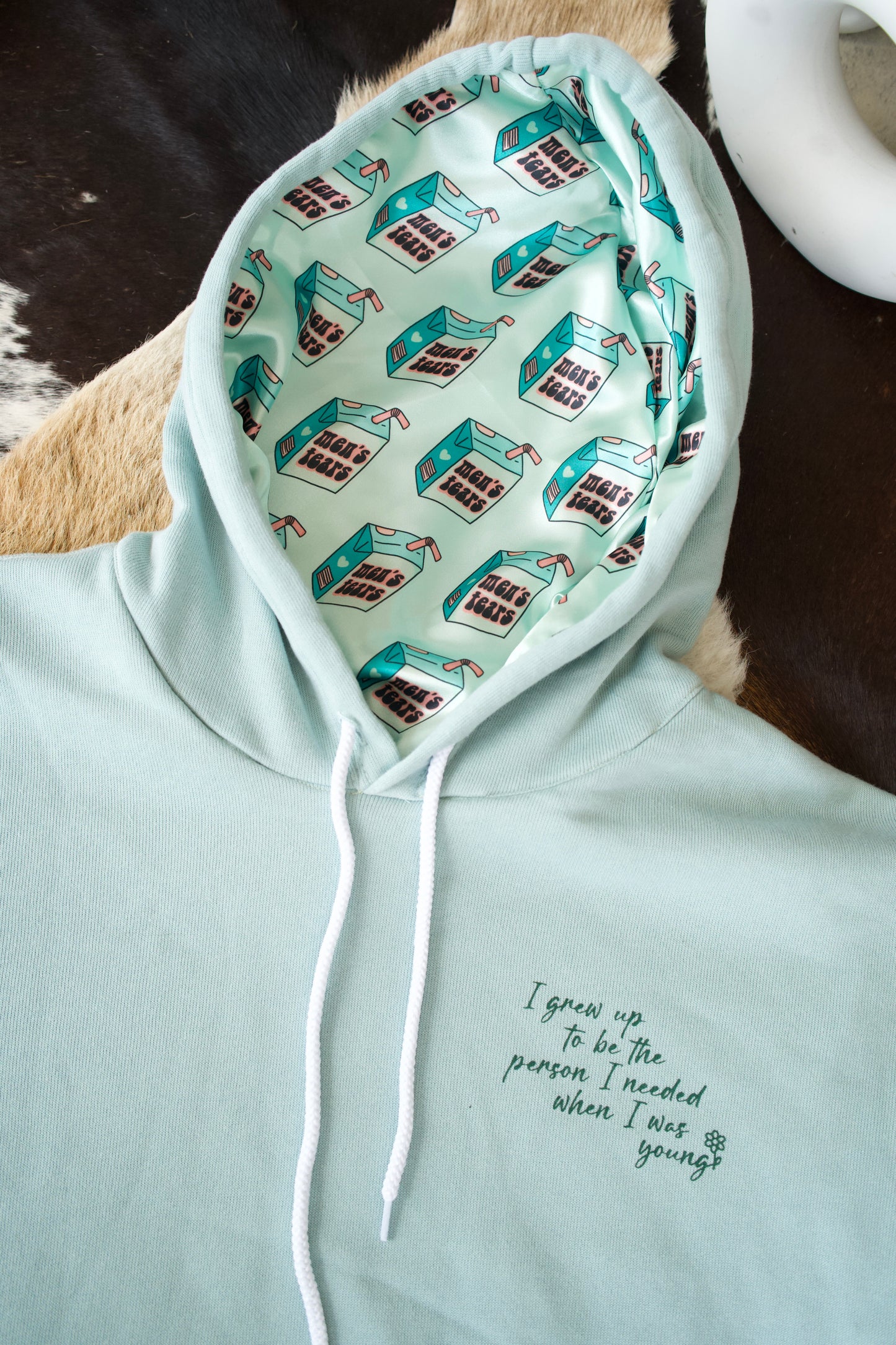 Grew Up Satin Lined Hoodie - Sage