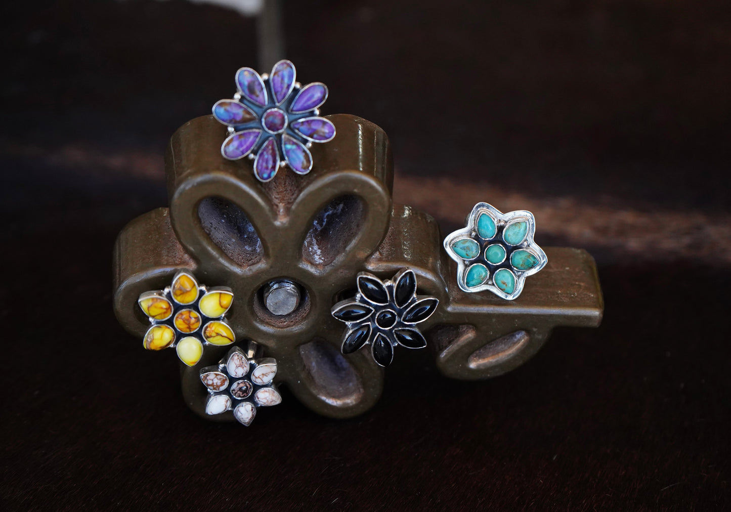 Turquoise Flower Rings