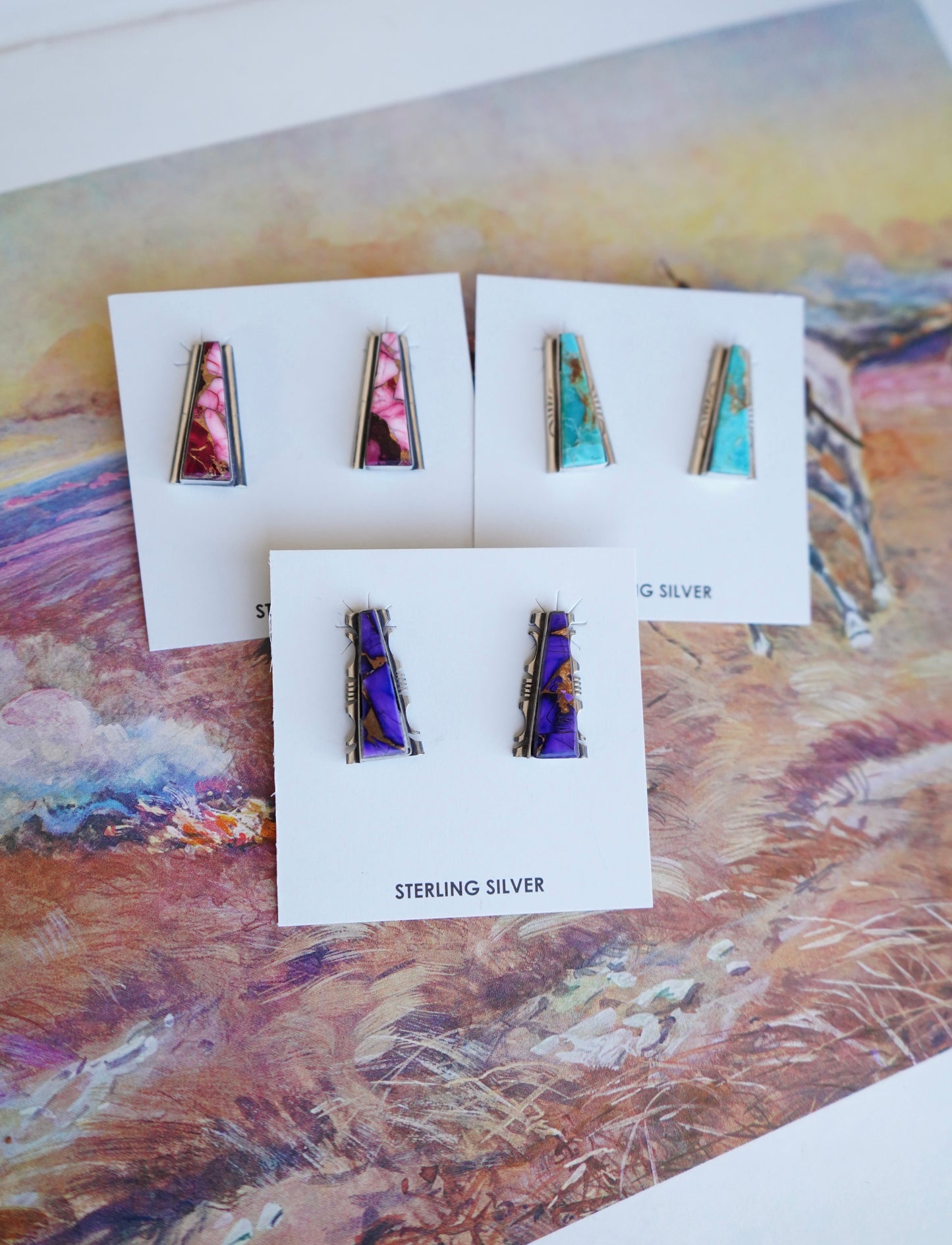 Steve Francisco Turquoise Bar Stud Earrings