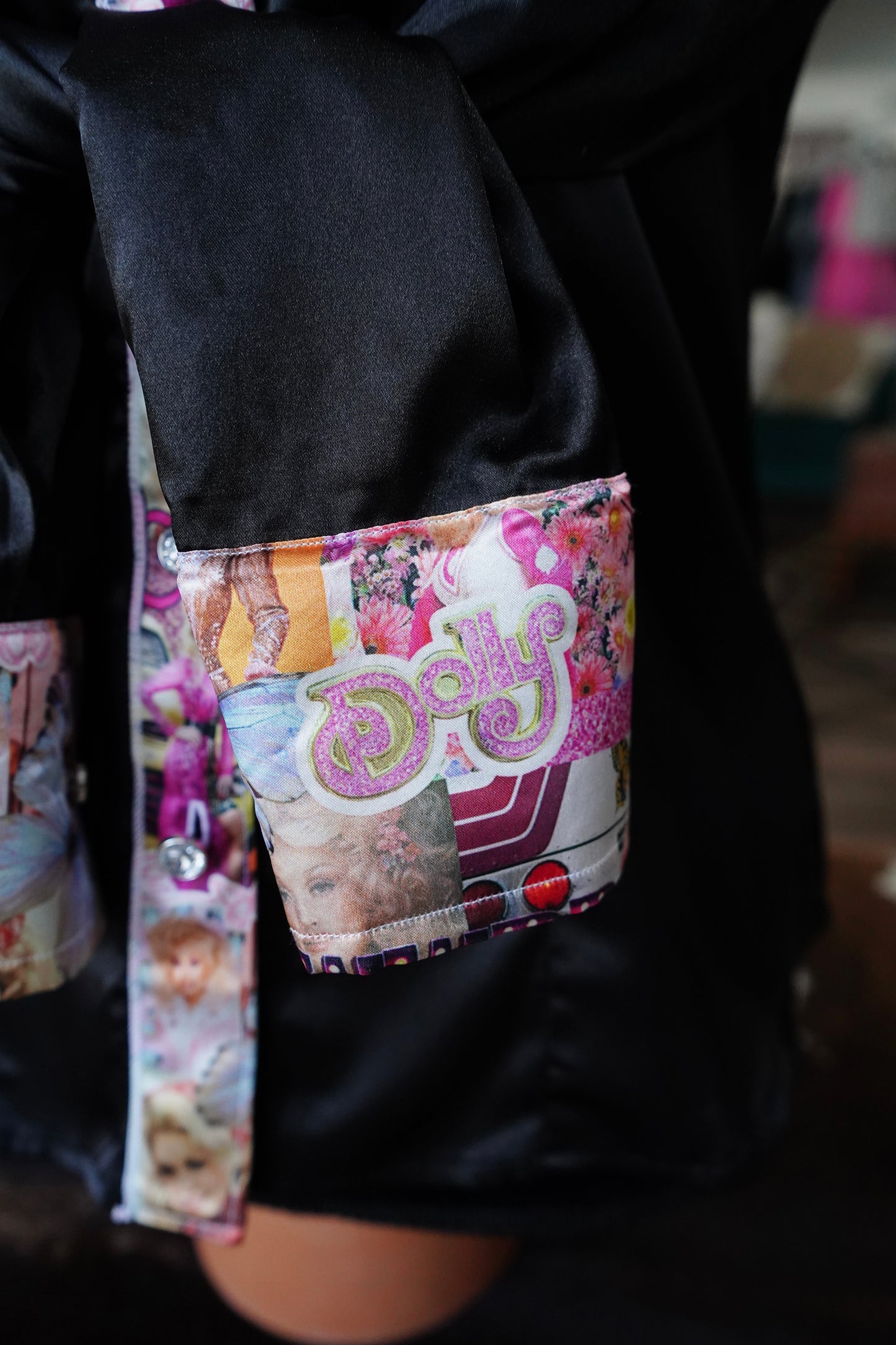 S - Cup Of Ambition on Black Satin Button Down