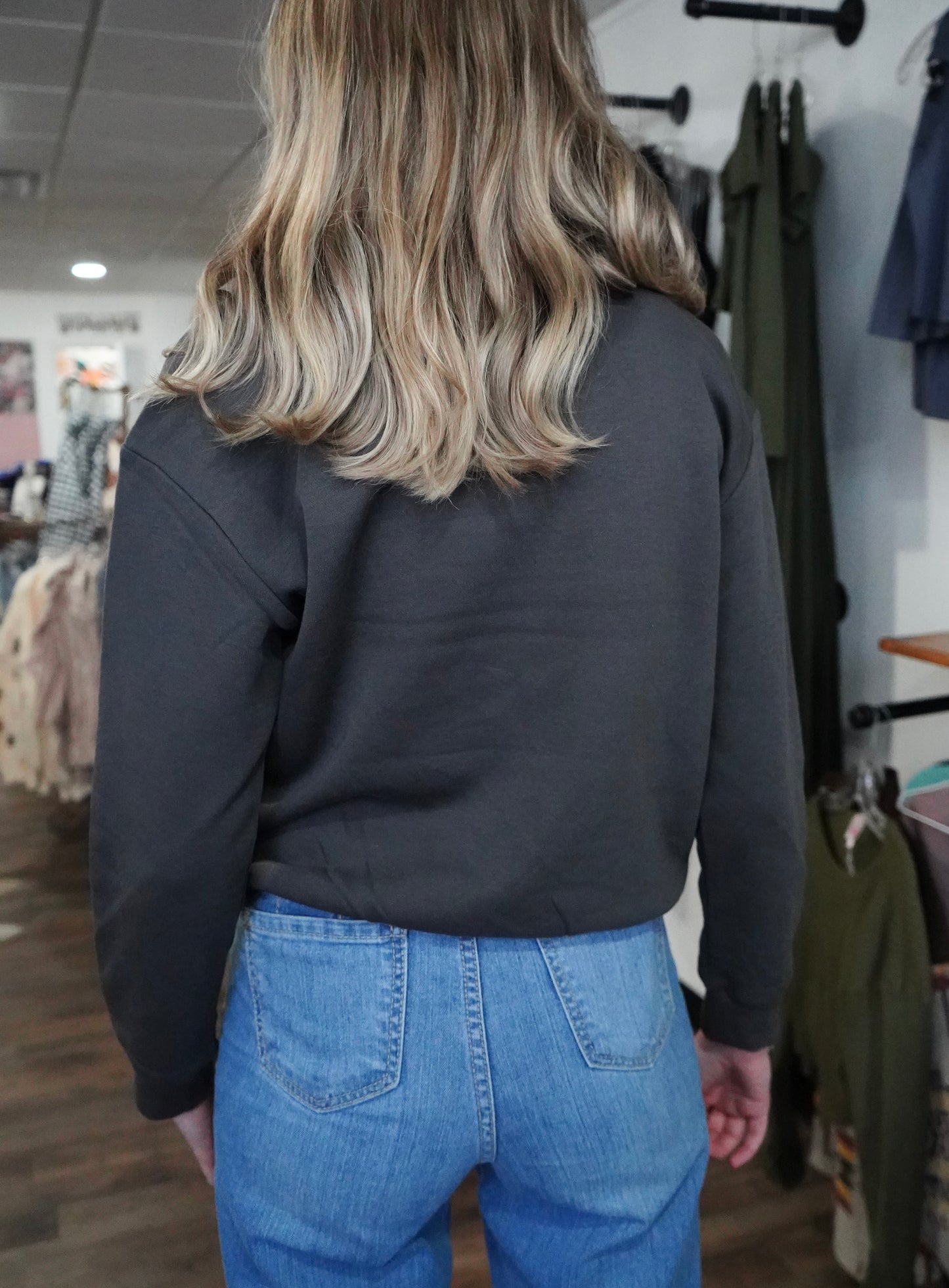 Gray Daisy Spade 1/4 Zip Pullover