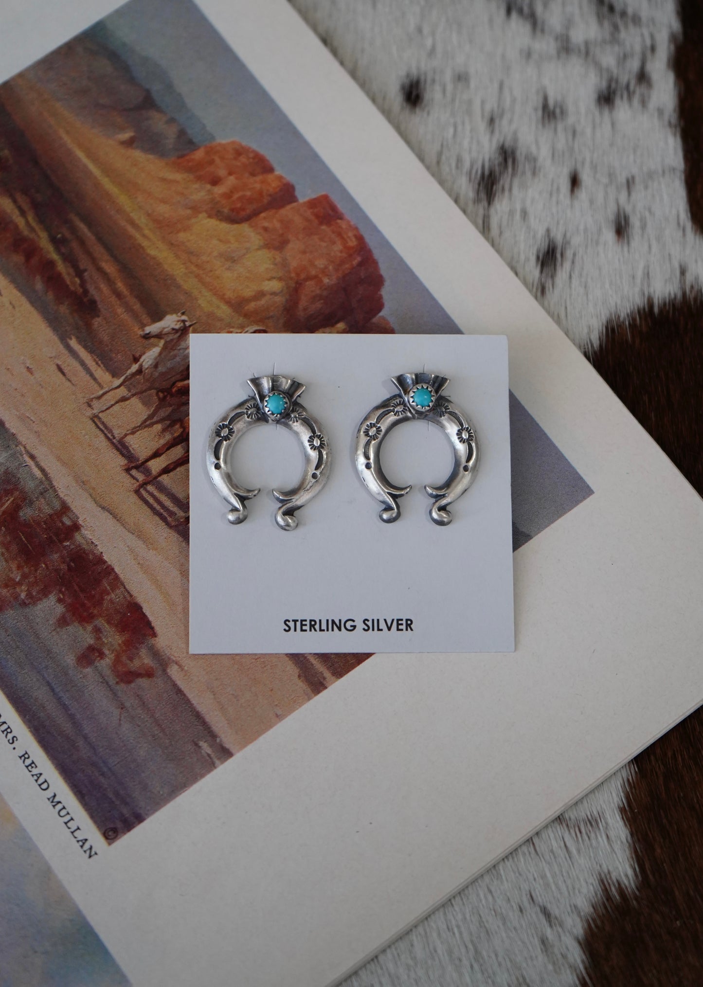 Adrienne Gordon Sterling Silver w/ Turquoise Naja Stud Earrings