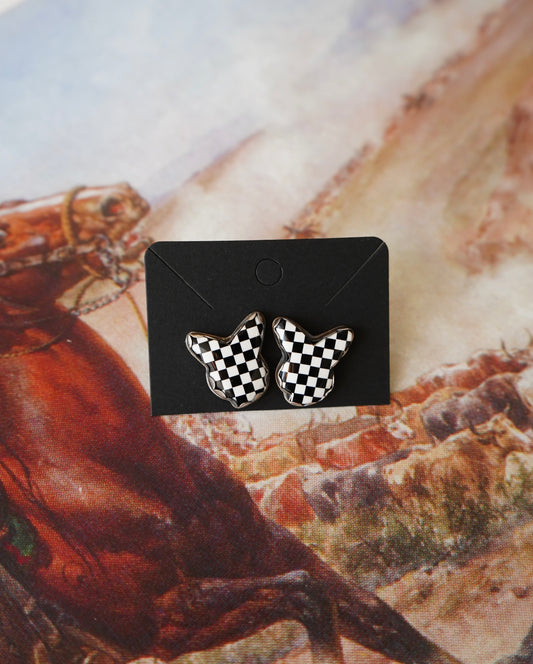 Z Bar B/W Playboy Bunny Stud Earrings