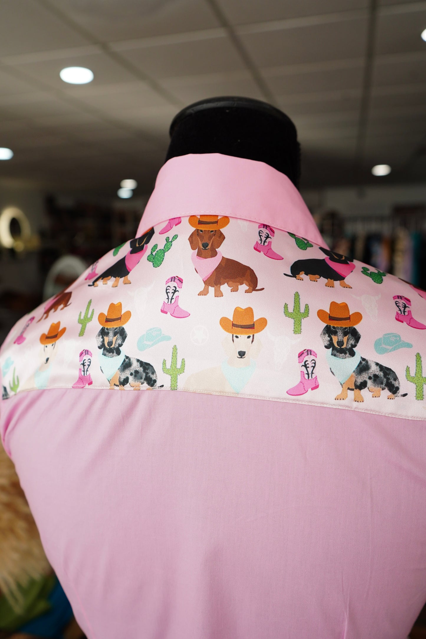 S - Ranchin Weens on Light Pink Cotton Button Down