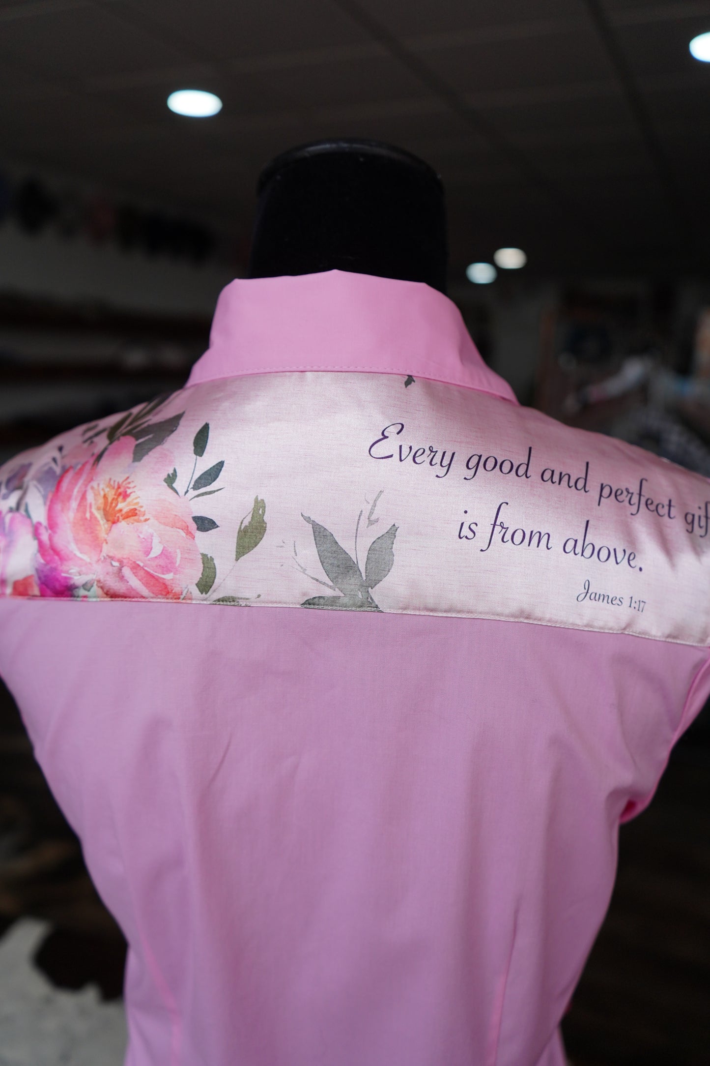 M - Pink Verses on Light Pink Cotton Button Down