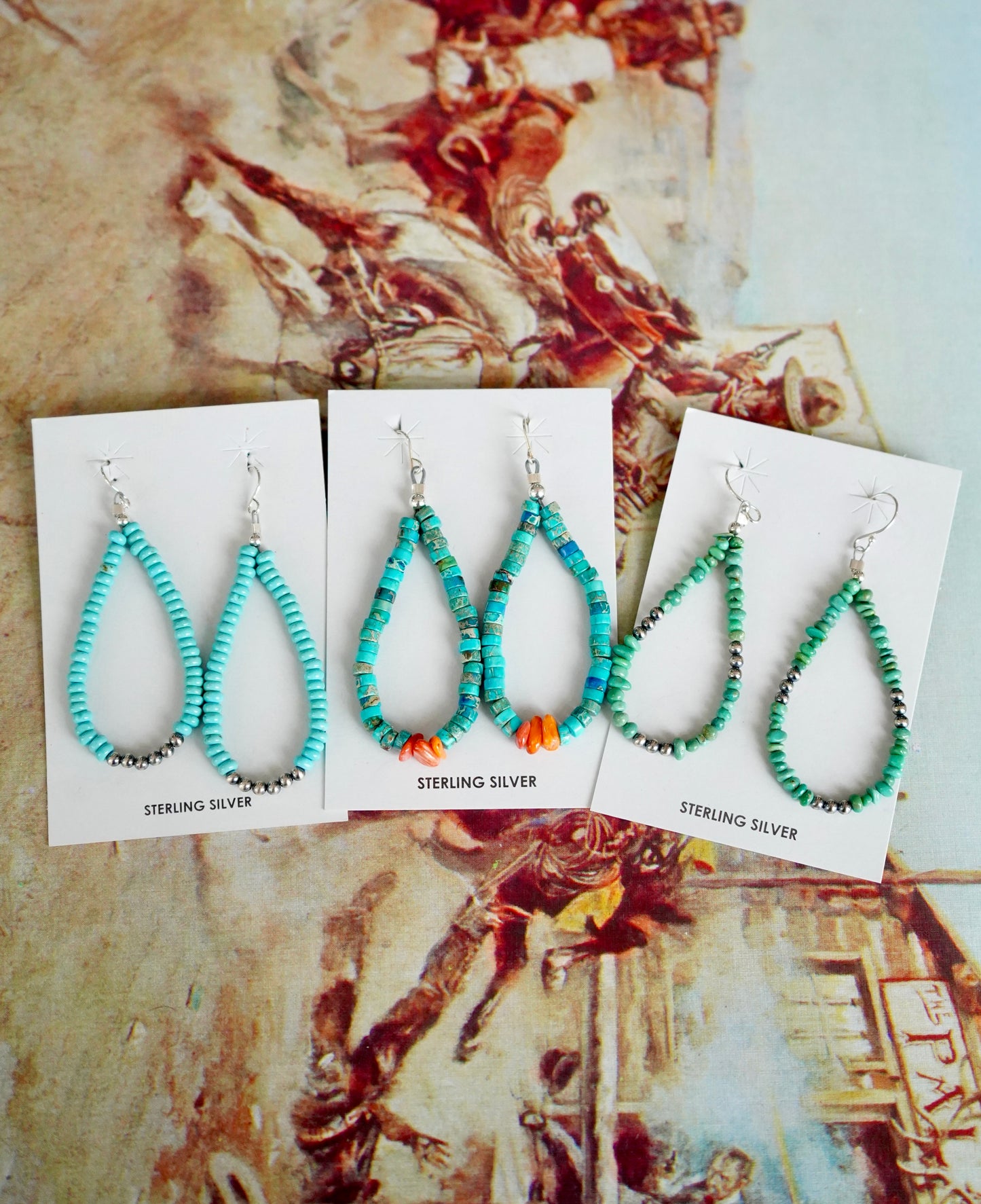 Turquoise Chip Fish Hook Earrings