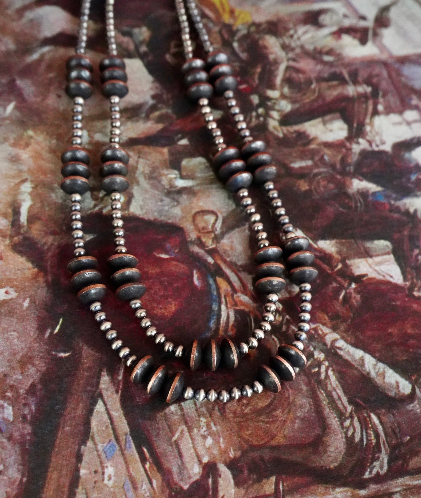 Sterling Silver Pearls w/ Copper Saucer Pearl Necklaces