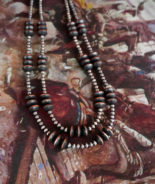Sterling Silver Pearls w/ Copper Saucer Pearl Necklaces
