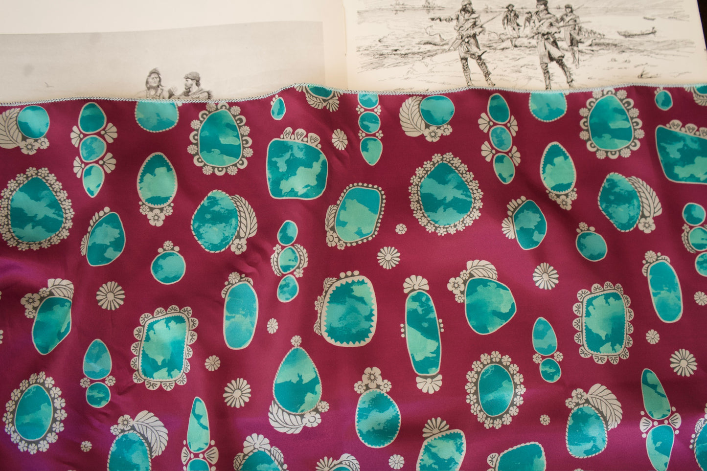 Turquoise Stones on Purple Wild Rag