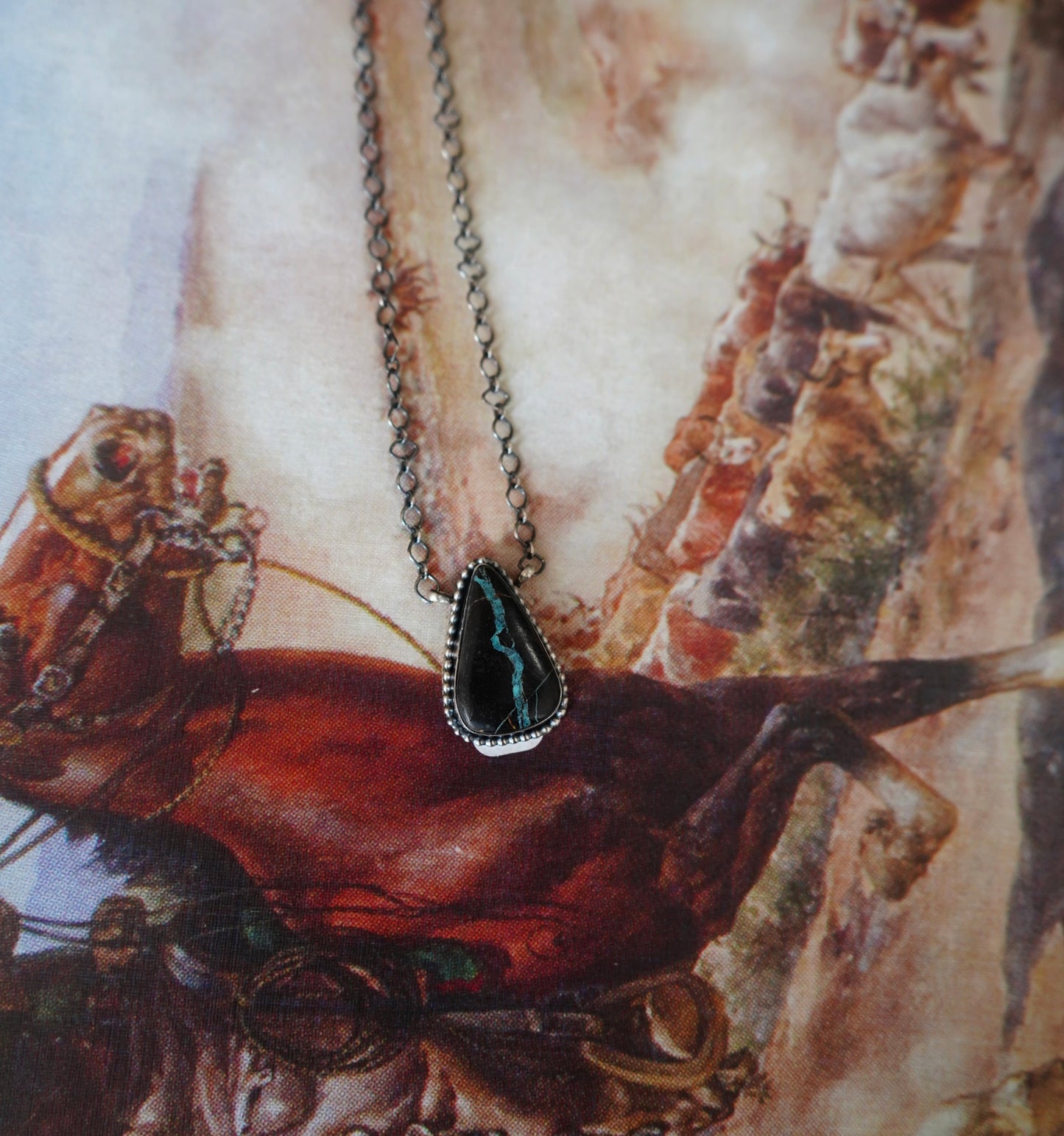 Scott Skeets Blackjack Teardrop Necklace
