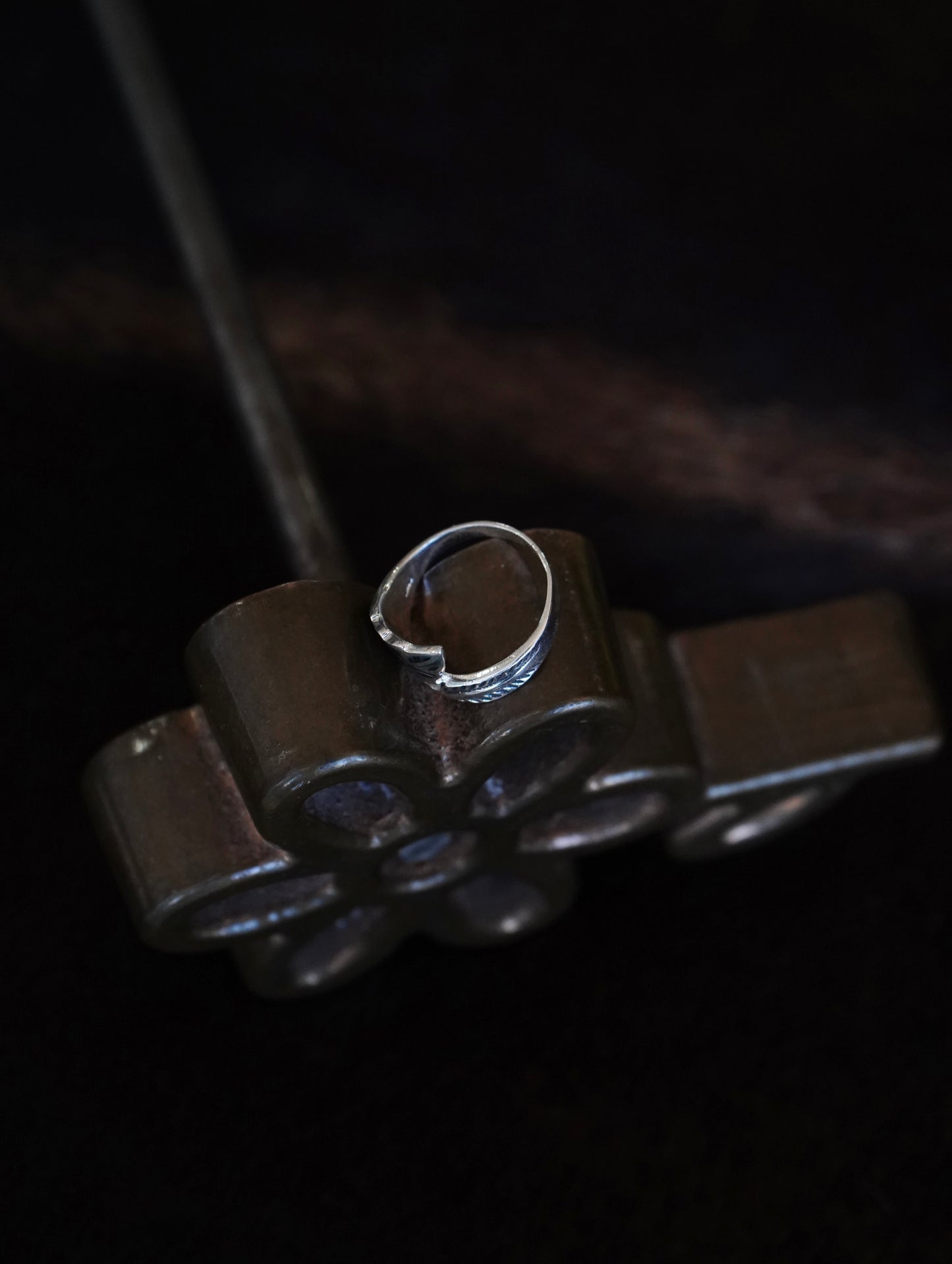 Abalone Inlay Feather Ring - Sz 12.5