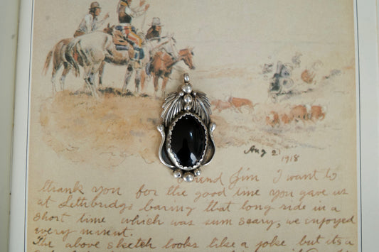Vintage Black Onyx Statement Pendent