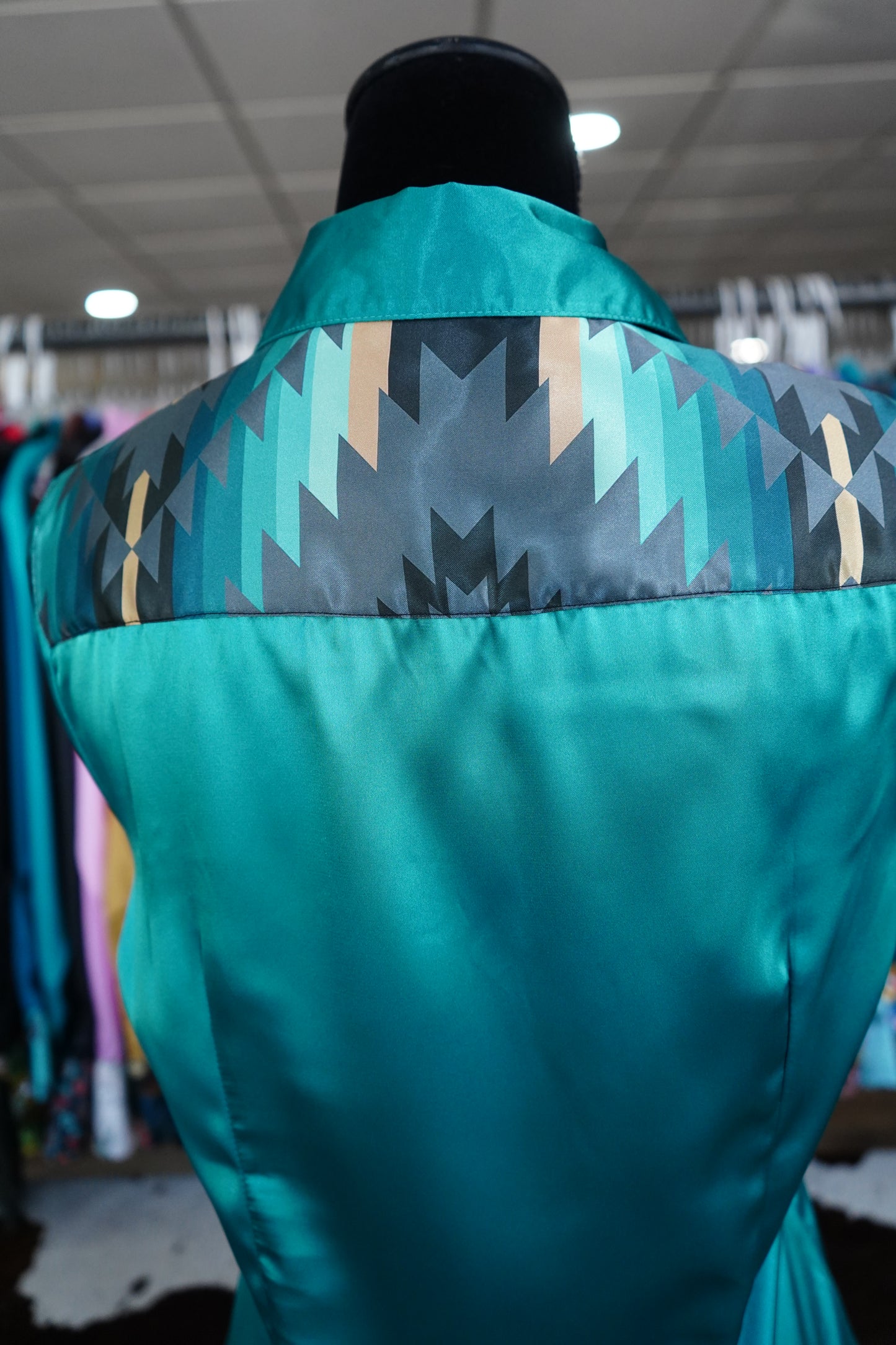 L - Emerald Aztec on Emerald Satin Button Down