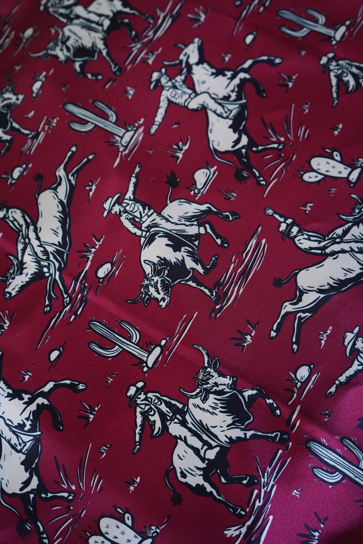 Burgundy Western Scene Wild Rag