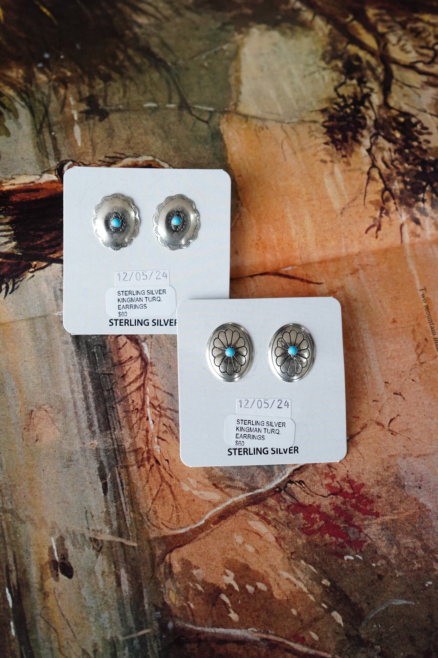 Turquoise Concho Stud Earrings