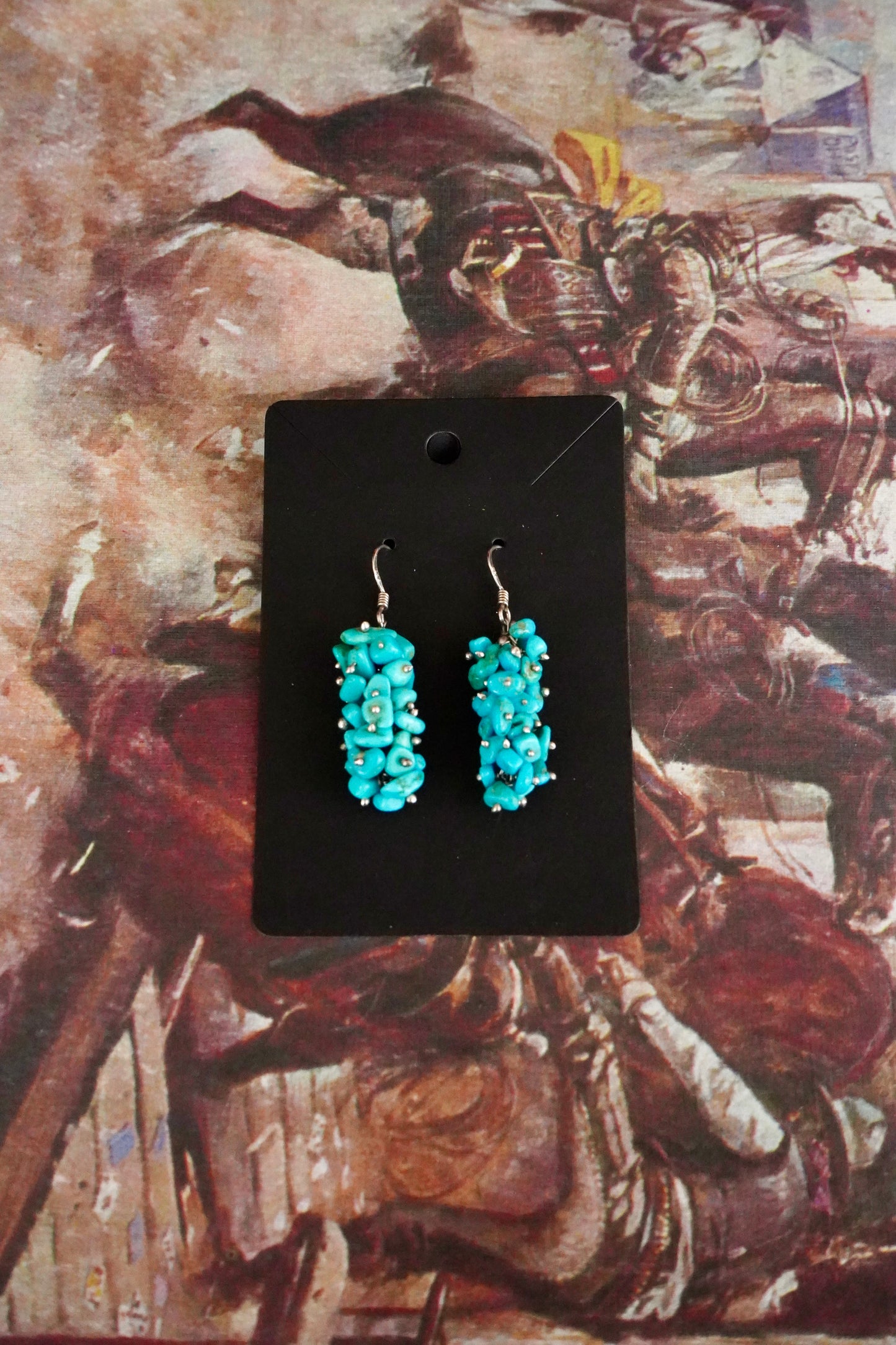 Vintage Turquoise Chip Fishhook Earrings