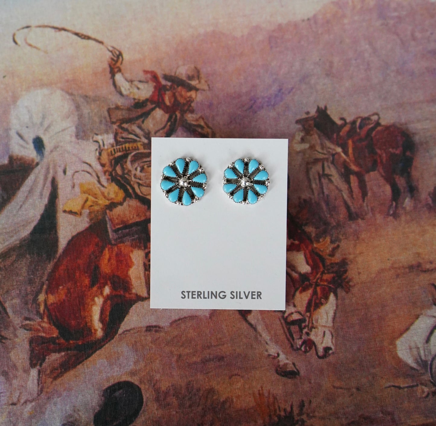 Tricia Smith Turquoise Flower Cluster Stud Earrings