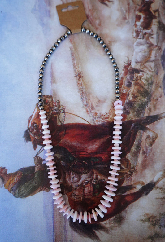Pink Conch Beaded Statement Necklace - 20â