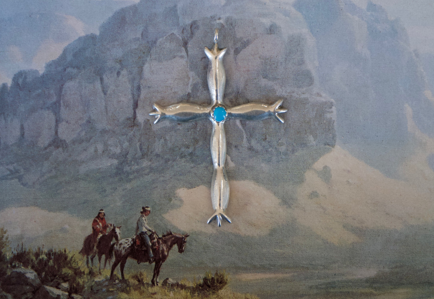 Large Silver and Turquoise Pendant