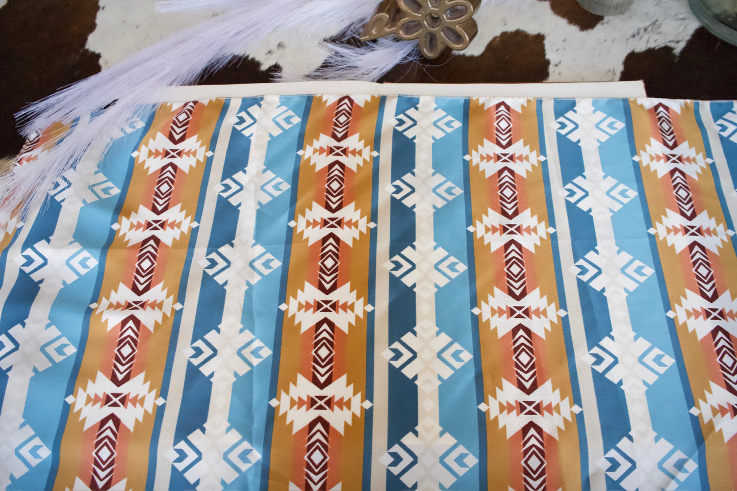 Blue & Tan Navajo Aztec DS Wild Rag