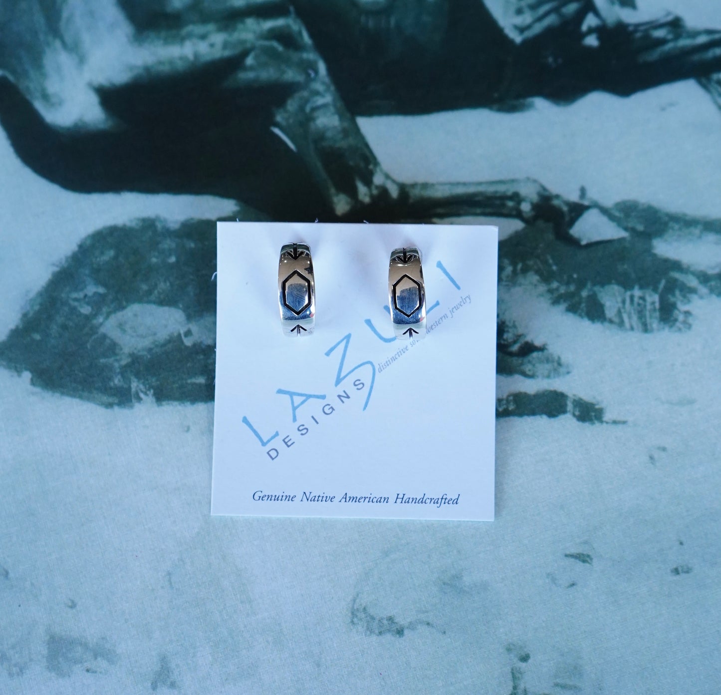 Stamped Sterling Silver Half Hoop Stud Earrings