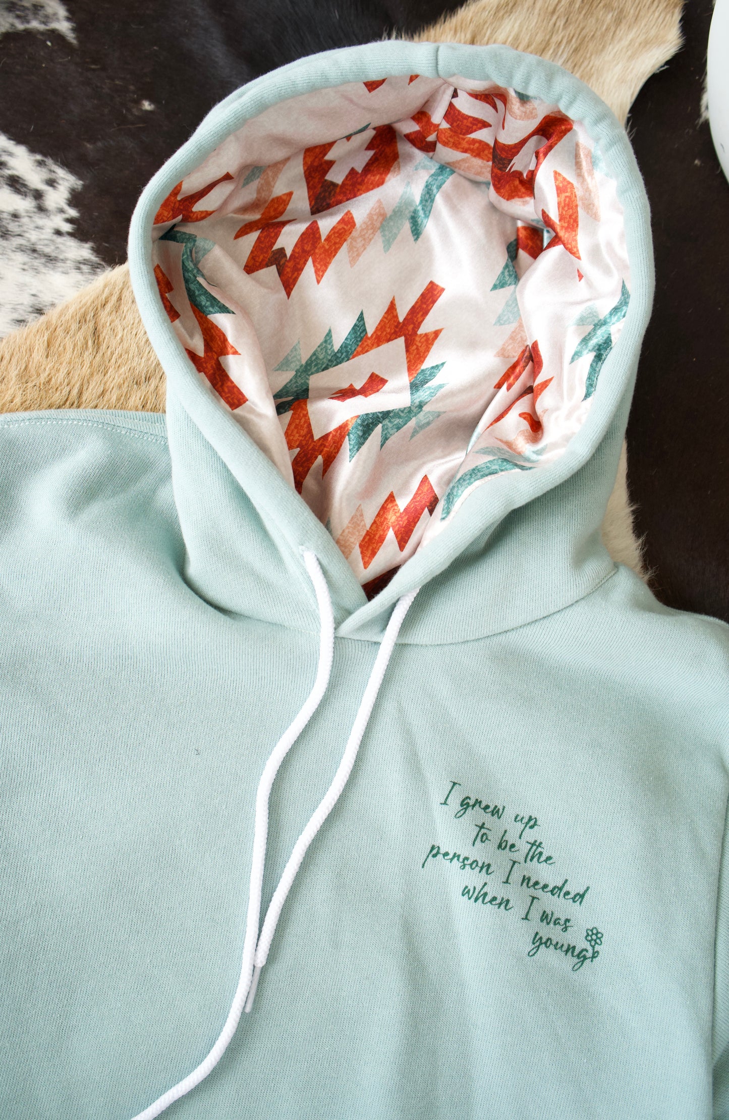 Grew Up Satin Lined Hoodie - Sage