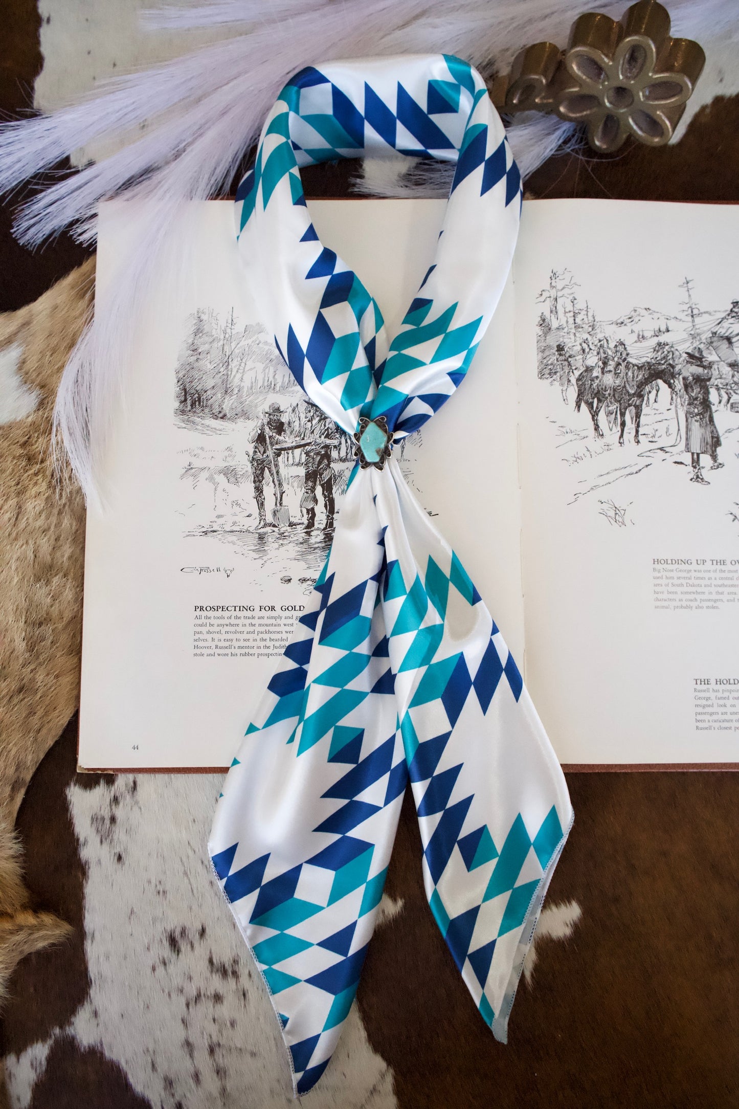 Teal, Blue, and White Aztec Rag